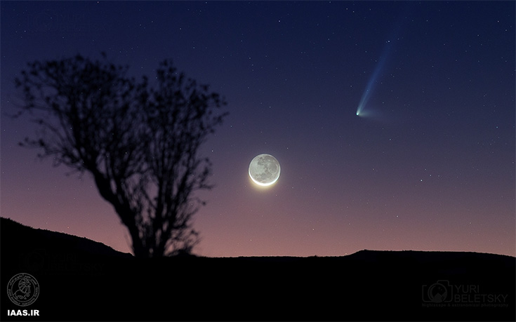 دنباله‌دار پن‌استارز و هلال ماه