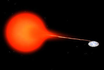 در SS Cygni  يك كتوله سفيد گازها را از سمت ستاره همدم خود مي كشد. 