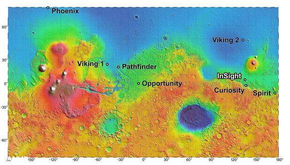 بررسی چهار سایت فرود برای مأموریت مریخ 2016