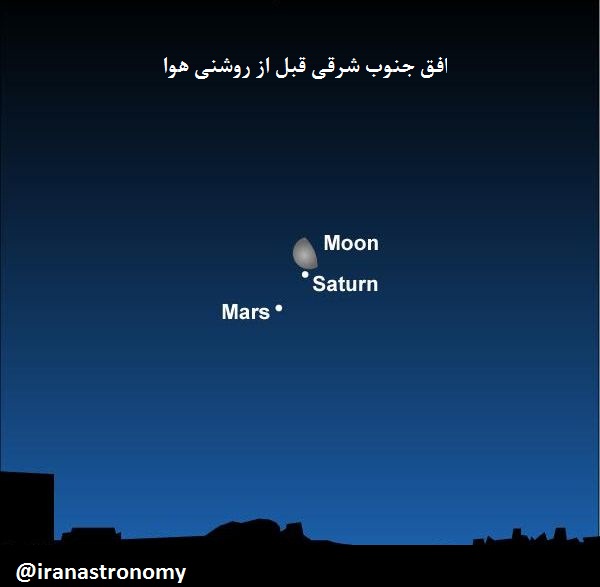 هم‌نشینی ماه و ۲ سیاره زیبا در آسمان ایران