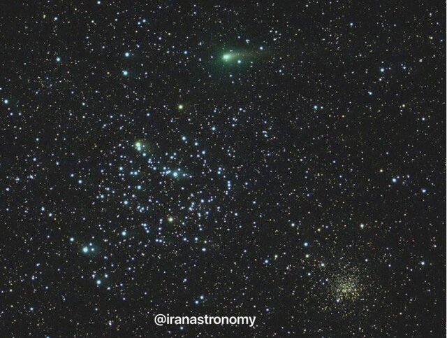 عکسی از این دنباله‌دار در آسمان و در نزدیکی خوشه M۳۵