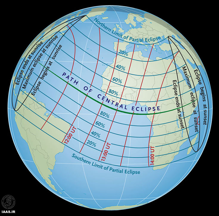 نمایی کلی از نحوه خورشید گرفتگی 12 آبان