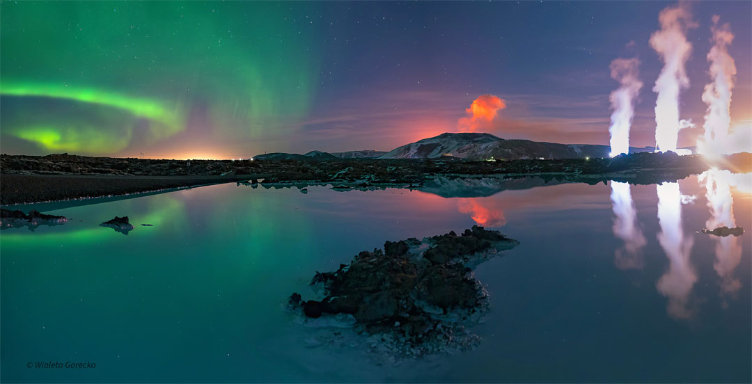 آسمان شب سه برابر بر فراز ایسلند