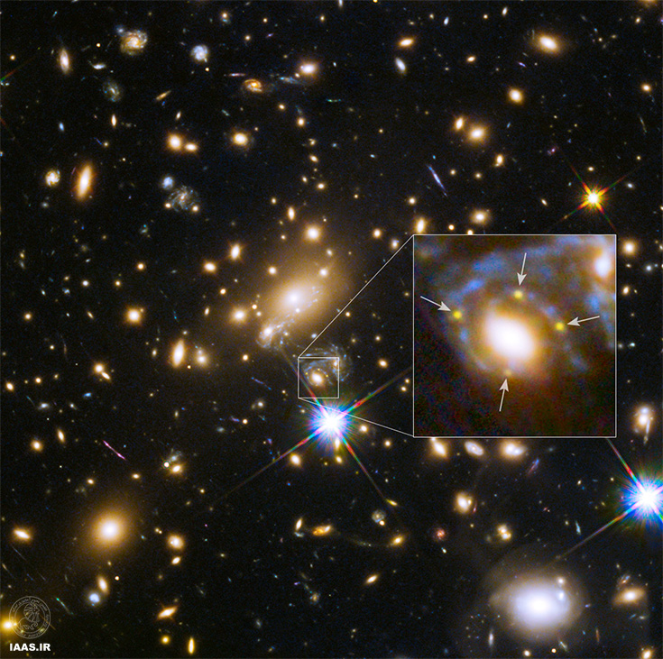 خوشه کهکشانی و کهکشان چهار تصویر از ابرنواختری دوردست ایجاد کردند