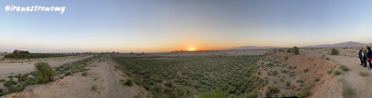 پانورامای زیبایی از لحظه طلوع خورشید در بامداد جمعه 27 اَمرداد 1402 در کویر چاه جام - عکس از علی معدن کن